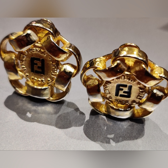 Vintage Fendi FF Logo Chunky Earrings Rare - Picture 12 of 16
